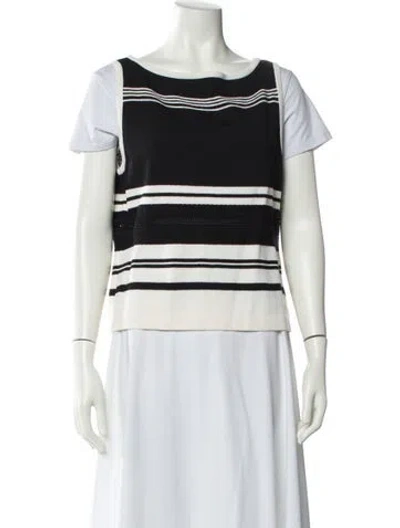 Pre-owned St John Striped Bateau Neckline Sweater In Neutral