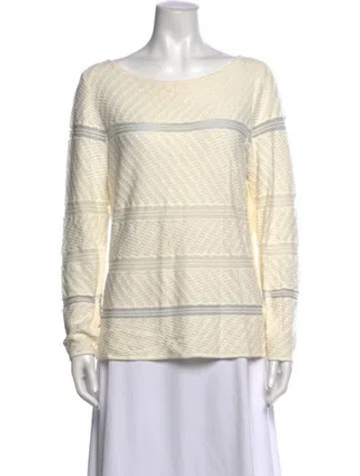 Pre-owned St John Striped Bateau Neckline Sweater In Neutrals