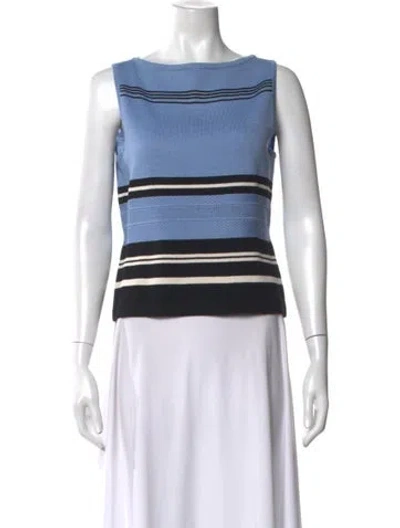 Pre-owned St John Striped Bateau Neckline Top