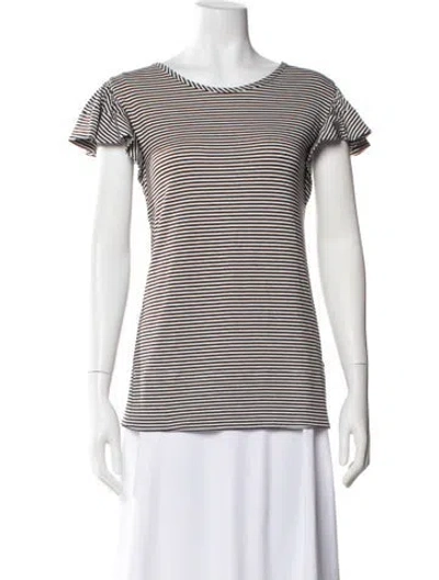 Pre-owned St John Striped Bateau Neckline T-shirt In Black