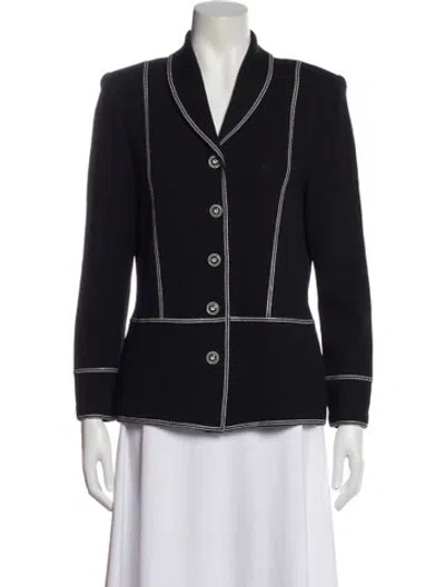 Pre-owned St John Striped Blazer In Black