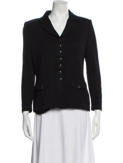 Pre-owned St John Striped Blazer In Black