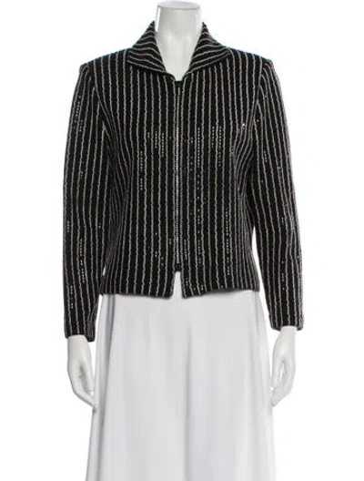 Pre-owned St John Striped Blazer In Black
