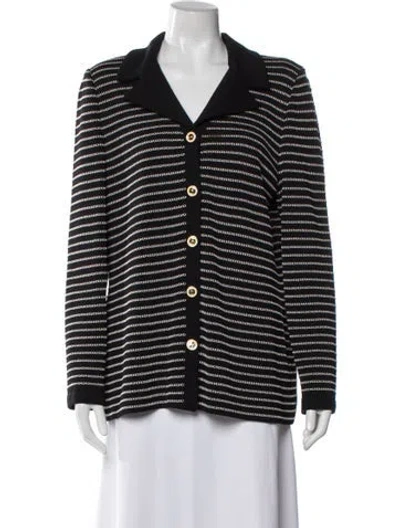 Pre-owned St John Striped Blazer In Black