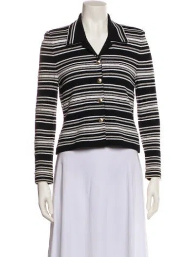 Pre-owned St John Striped Blazer In Black