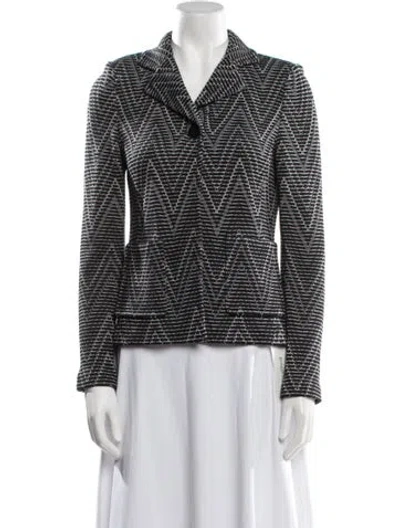 Pre-owned St John Striped Blazer In Black