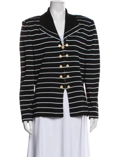 Pre-owned St John Striped Blazer In Black