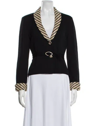Pre-owned St John Striped Blazer In Black