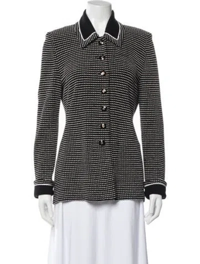 Pre-owned St John Striped Blazer In Black