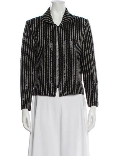Pre-owned St John Striped Blazer In Black