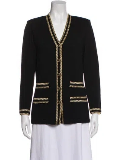 Pre-owned St John Striped Blazer In Black
