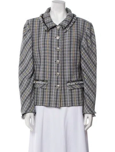 Pre-owned St John Striped Blazer In Blue