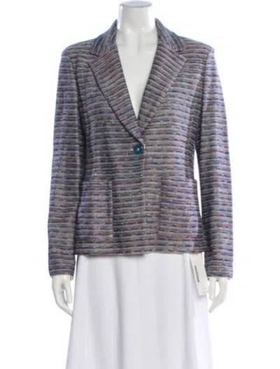 Pre-owned St John Striped Blazer In Blue