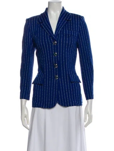 Pre-owned St John Striped Blazer In Blue