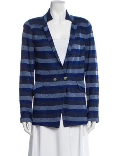 Pre-owned St John Striped Blazer In Blue