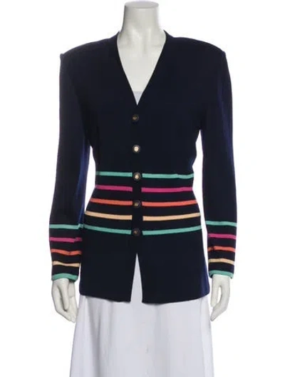 Pre-owned St John Striped Blazer In Blue