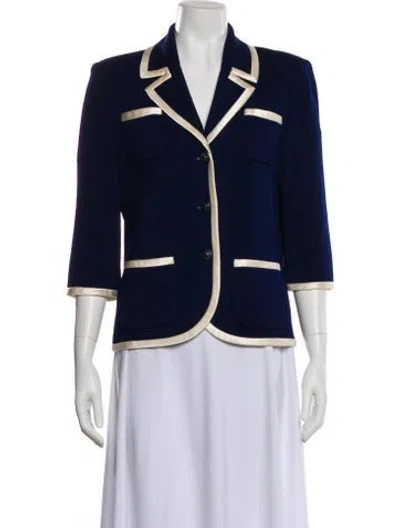 Pre-owned St John Striped Blazer In Blue