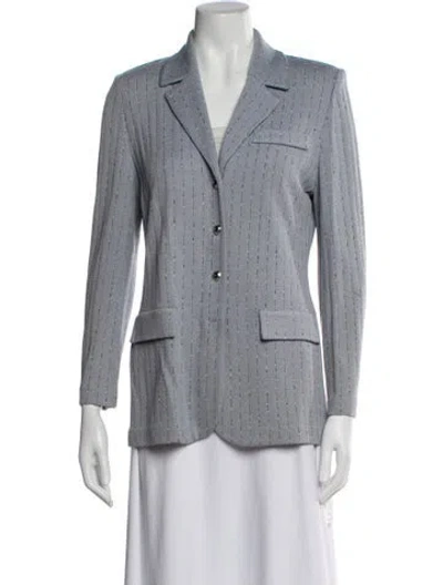 Pre-owned St John Striped Blazer In Blue