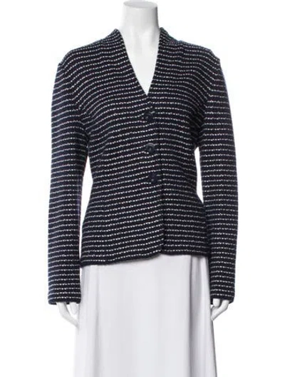 Pre-owned St John Striped Blazer In Blue