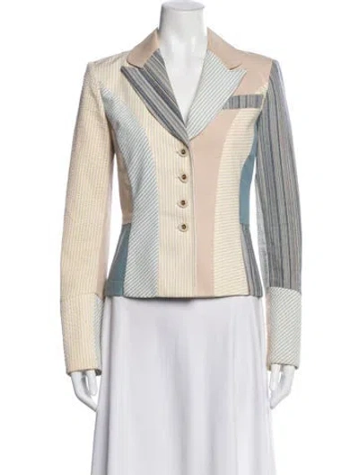 Pre-owned St John Striped Blazer In Blue