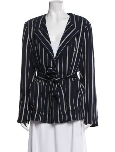 Pre-owned St John Striped Blazer In Blue