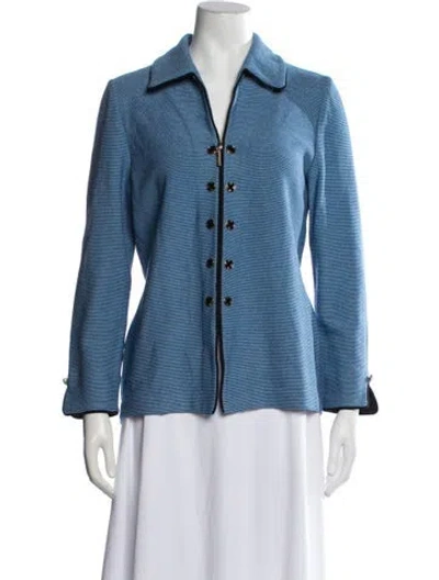 Pre-owned St John Striped Blazer In Blue