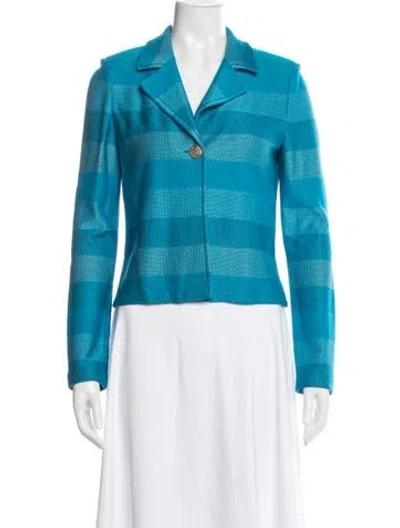 Pre-owned St John Striped Blazer In Blue