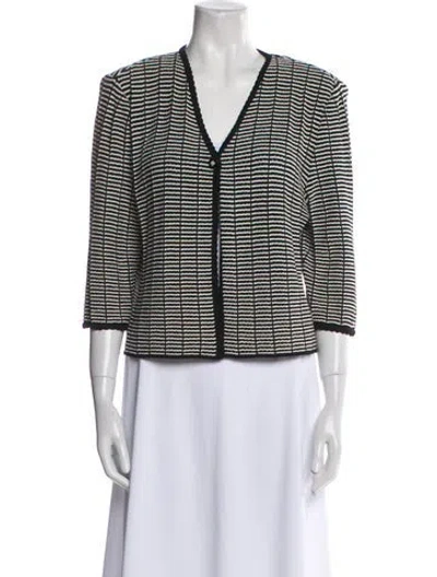 Pre-owned St John Striped Blazer In Brown