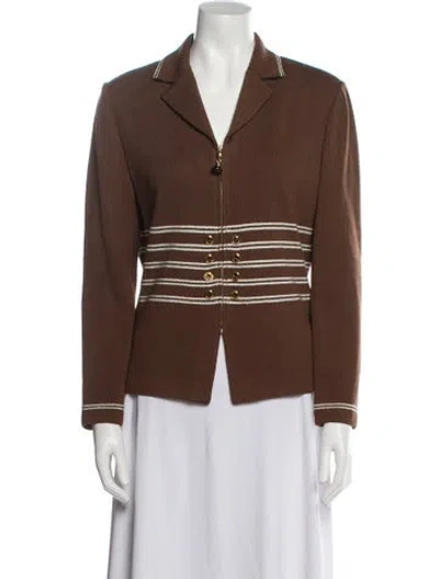 Pre-owned St John Striped Blazer In Brown