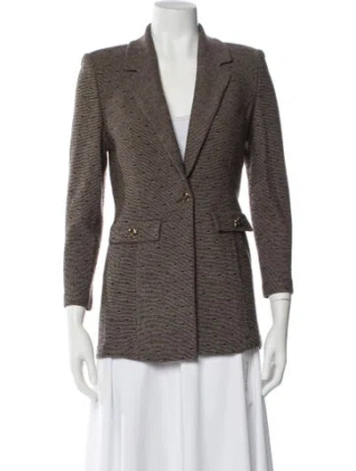 Pre-owned St John Striped Blazer In Brown