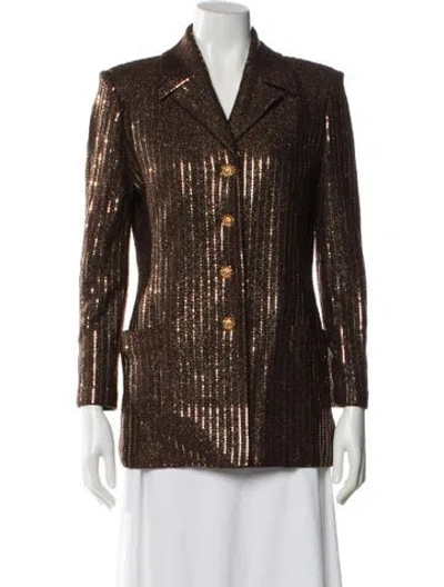 Pre-owned St John Striped Blazer In Brown