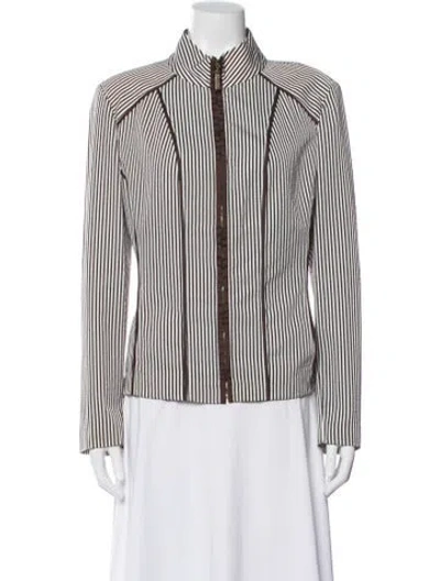 Pre-owned St John Striped Blazer In Brown