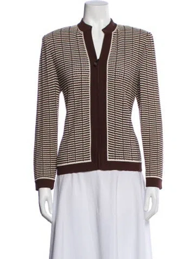 Pre-owned St John Striped Blazer In Brown
