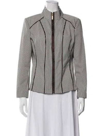 Pre-owned St John Striped Blazer In Brown
