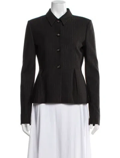 Pre-owned St John Striped Blazer In Brown