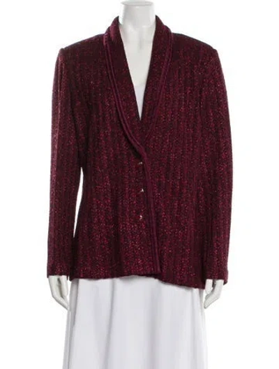 Pre-owned St John Striped Blazer In Burgundy