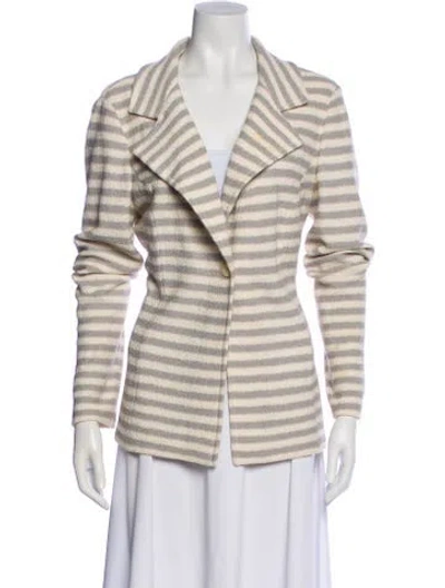 Pre-owned St John Striped Blazer In Gray