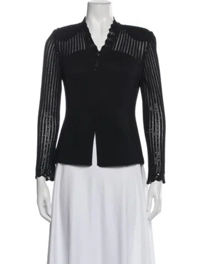 Pre-owned St John Striped Blazer In Gray
