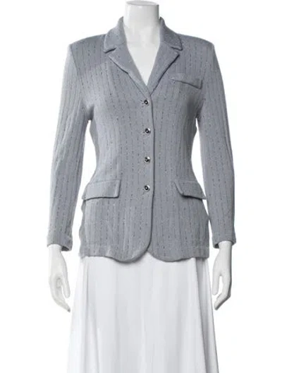 Pre-owned St John Striped Blazer In Gray