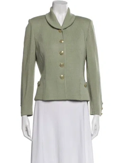 Pre-owned St John Striped Blazer In Green