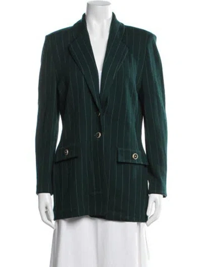 Pre-owned St John Striped Blazer In Green