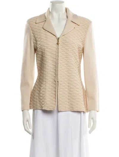 Pre-owned St John Striped Blazer In Neutral