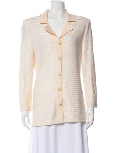 Pre-owned St John Striped Blazer In Neutral