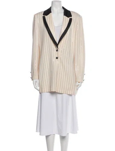 Pre-owned St John Striped Blazer In Neutral