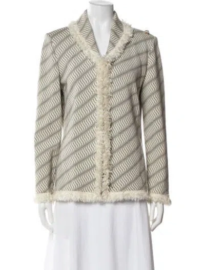 Pre-owned St John Striped Blazer In Neutral