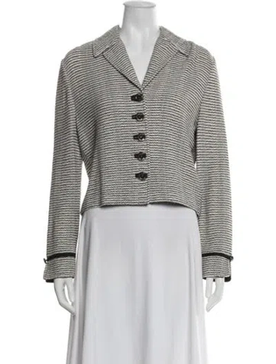 Pre-owned St John Striped Blazer In Neutral