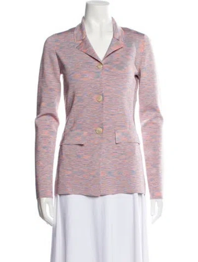 Pre-owned St John Striped Blazer In Pink