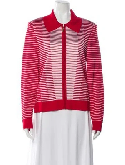 Pre-owned St John Striped Blazer In Pink