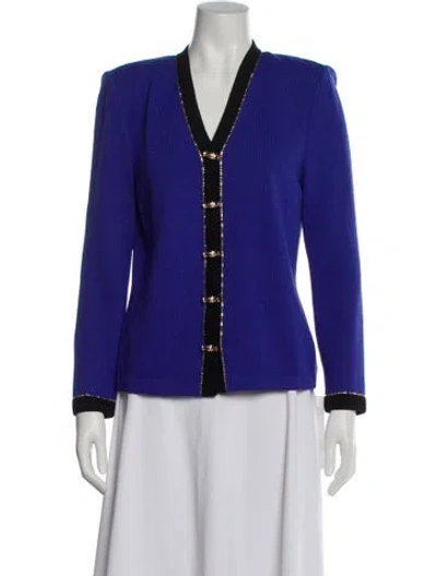 Pre-owned St John Striped Blazer In Purple