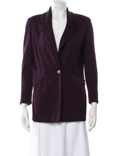 Pre-owned St John Striped Blazer In Purple
